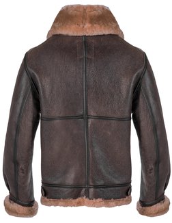 257S - Classic B-3 Sheepskin Leather Bomber Jacket (Brown with Gold)
