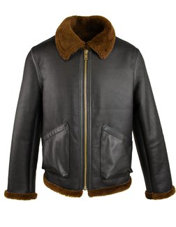 Schott NYC 257S Classic B-3 Sheepskin Leather Bomber Jacket - Brown wi -  Franklin & Poe