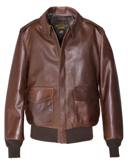 574 - Waxed Natural Pebbled Cowhide A-2 Leather Flight Jacket (Brown)