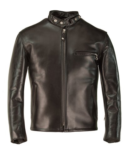 Classic Schott Racer Black Leather Motorcycle Jacket in Horsehide 641HH